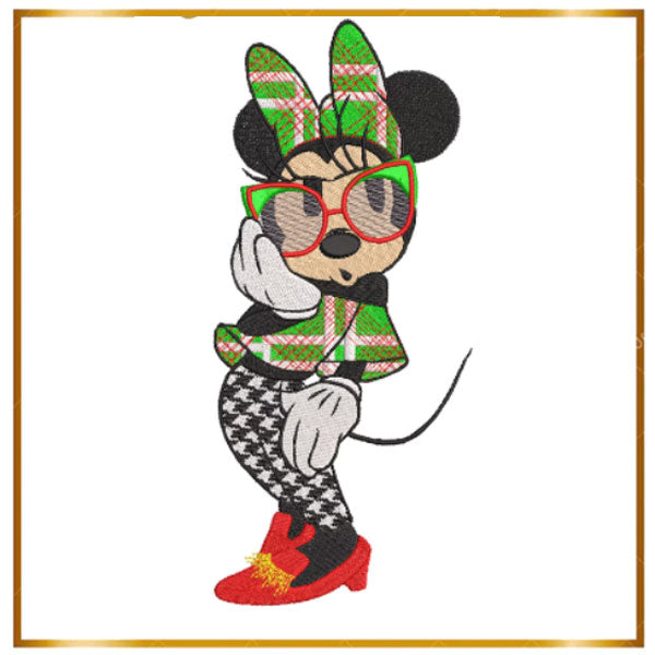 Embroidery Minnie Mouse and Mickey Mouse: Disney character embroidery, classic cartoon designs, Mickey and Minnie embroidery