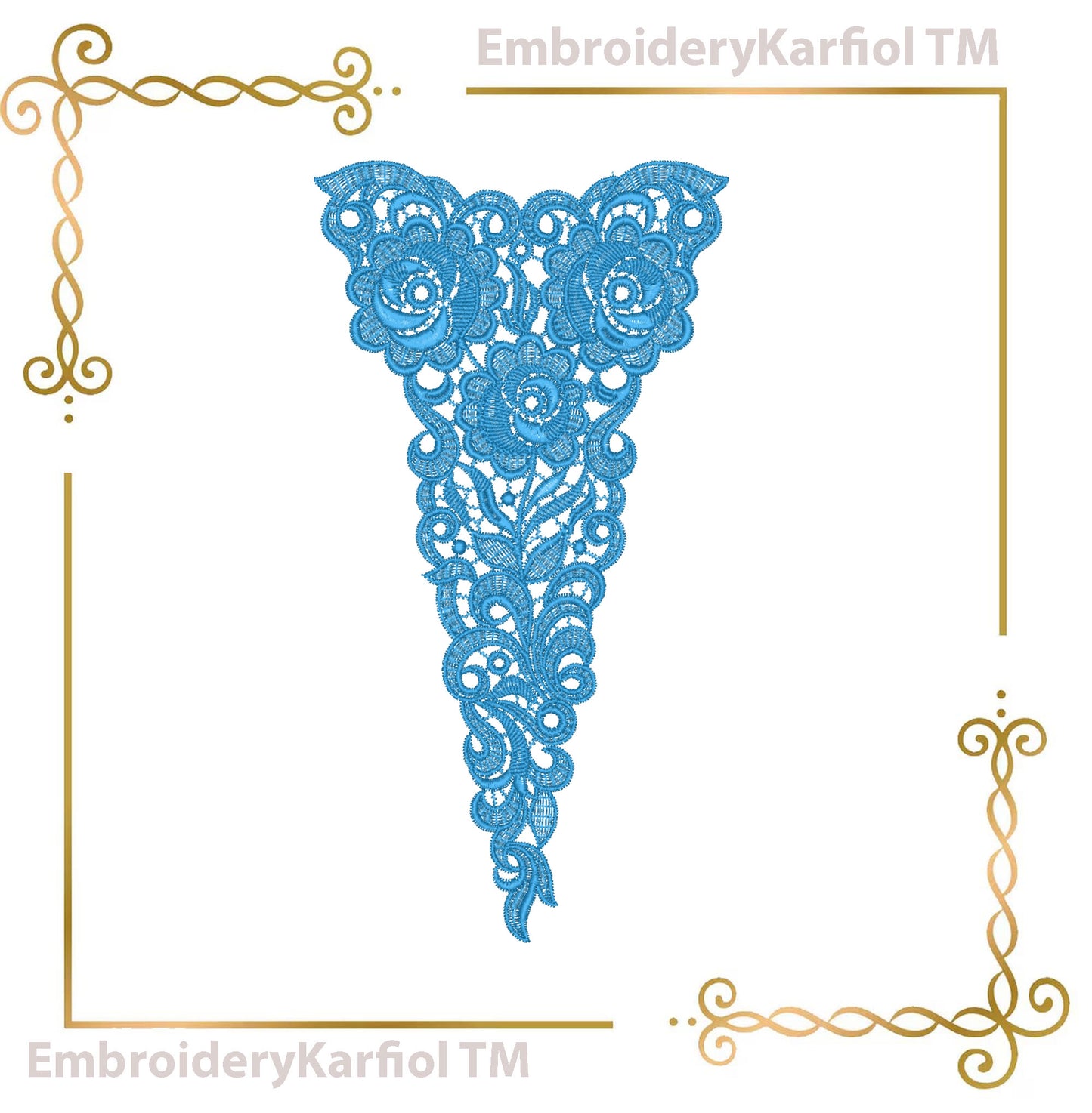 Lace and decorations Machine Embroidery Design Belgian Floral Lace Neckline FSL Instant Download