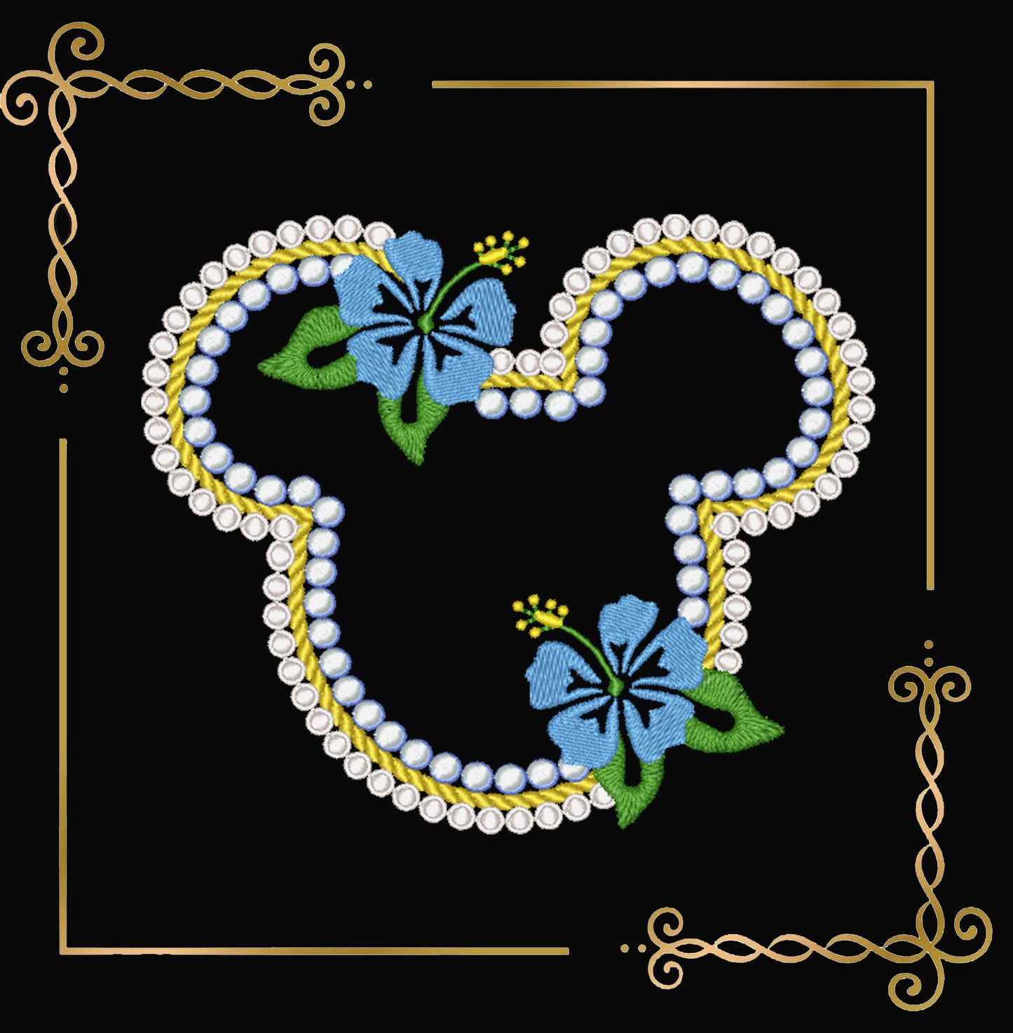 Valentines day Embroidery design Head Mouse Ears Floral Frame Embroidery Design – Machine Embroidery Design