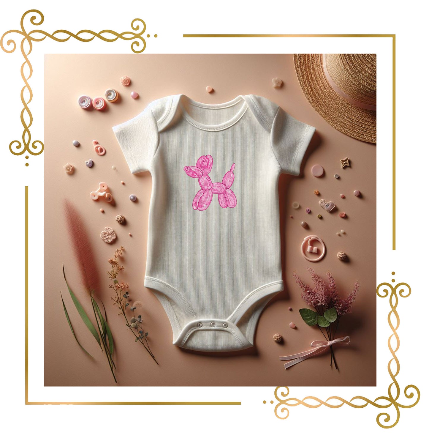 Kids Balloon Dog Embroidery Design – Shiny 3D Stitch Toy Look 3 Sizes