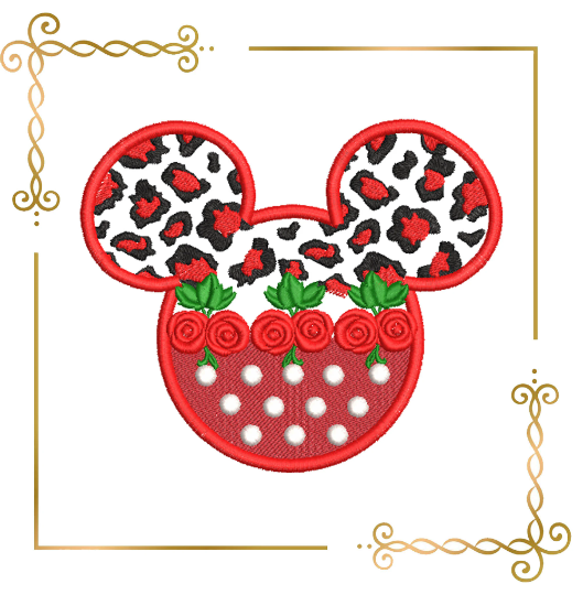 Minnie Mouse Head panther roses, 2 Sizes embroidery design to the direct download , 2 Sizes embroidery design to the direct download
