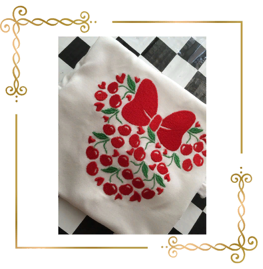 Minnie Mouse, Kopf, Maus, Cherry Summer, Stickmuster zum direkten Download.