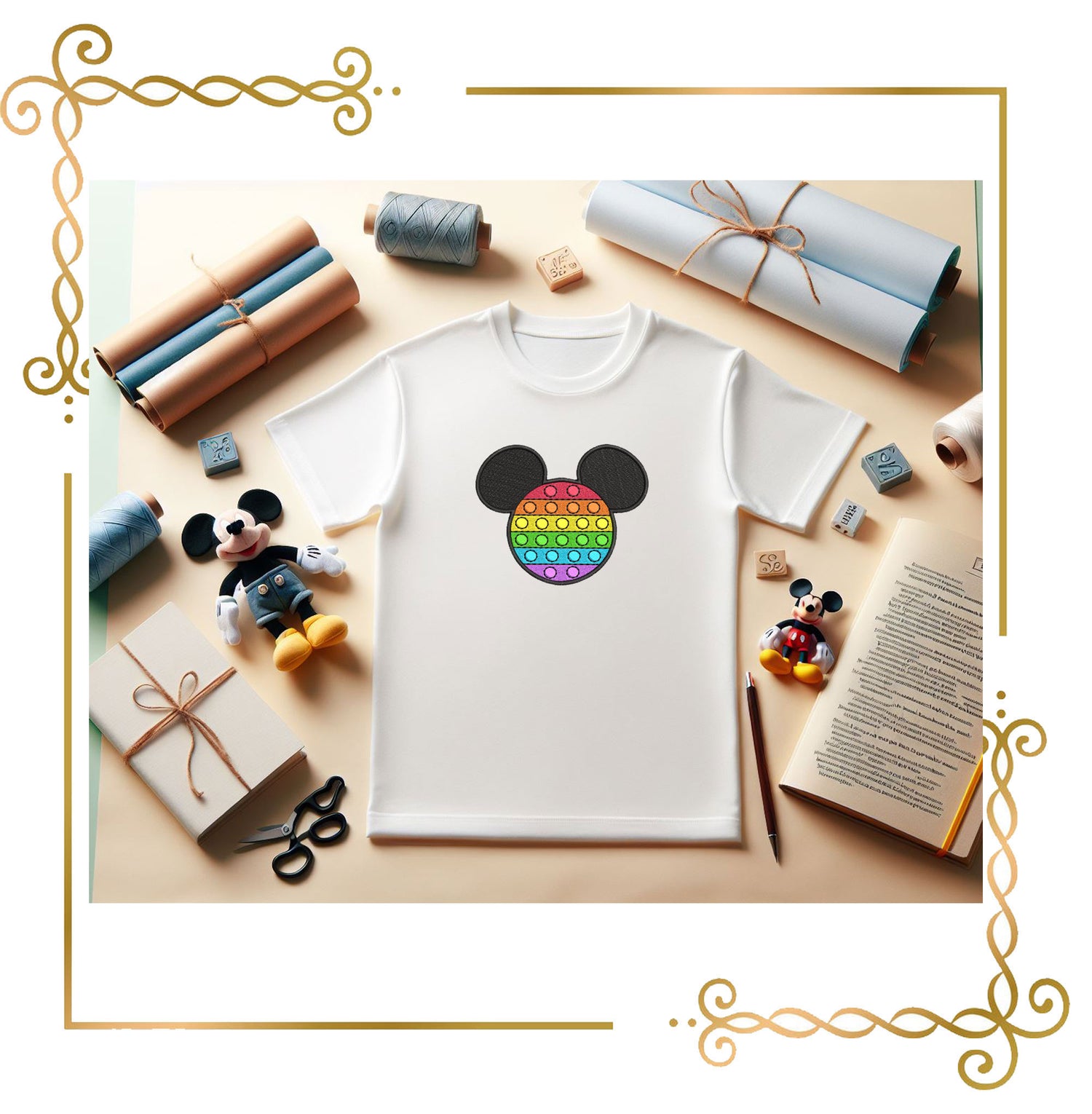 Mouse Head Rainbow Pop It Mickey Cartoon Embroidery Design 2 sizes