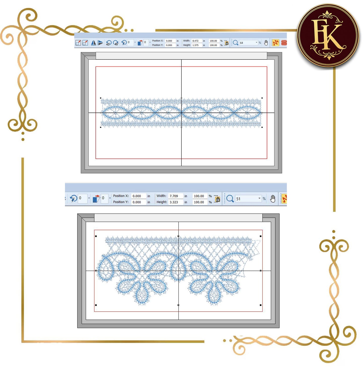 Lace and decorations Machine Embroidery Design FSL Battenberg, Lace Border Set | Free Standing Lace Trim & Insertion | Dress Collar Sleeve