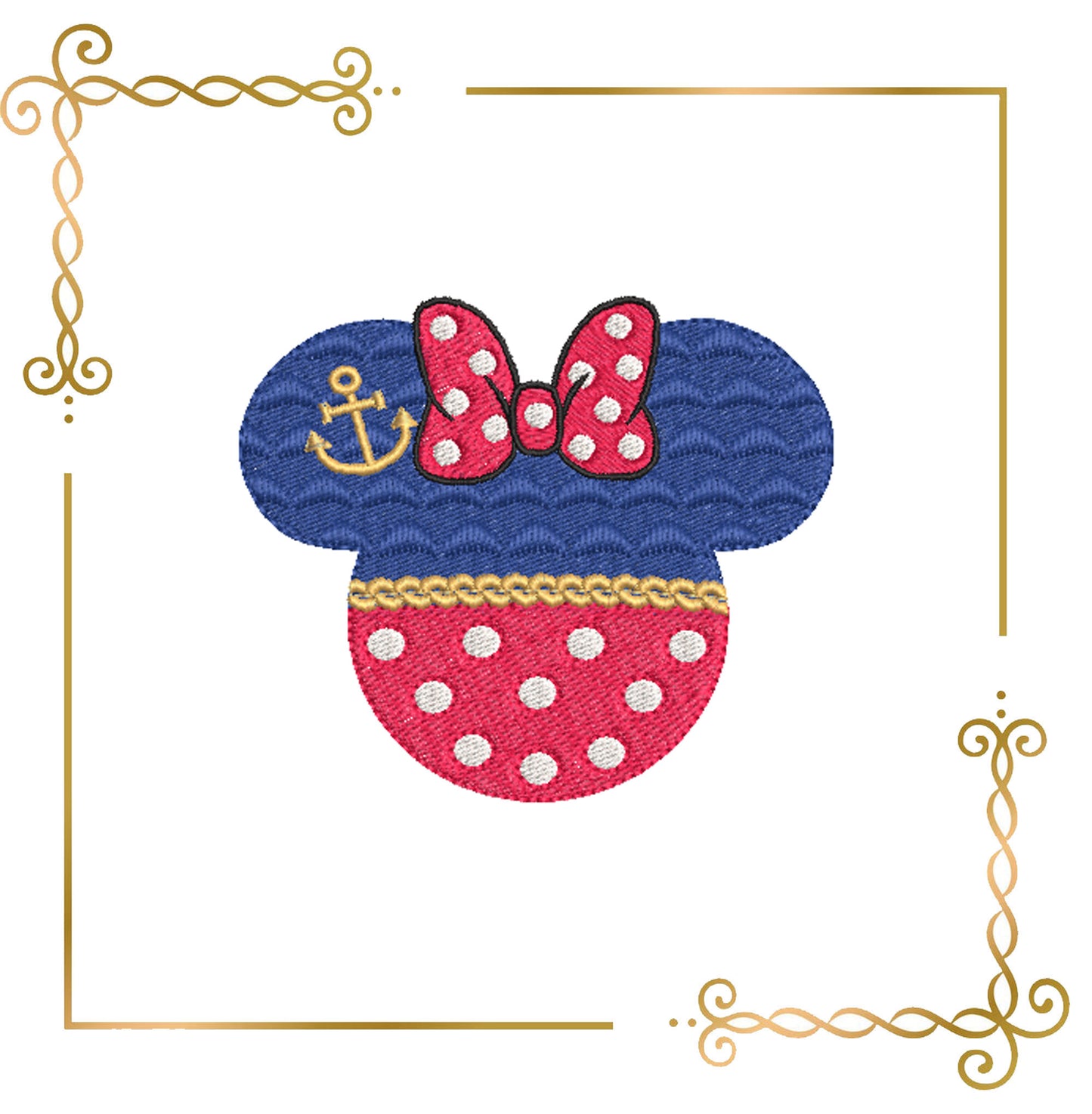 Minnie Mouse Head Silhouette, sea, anchor, Bow