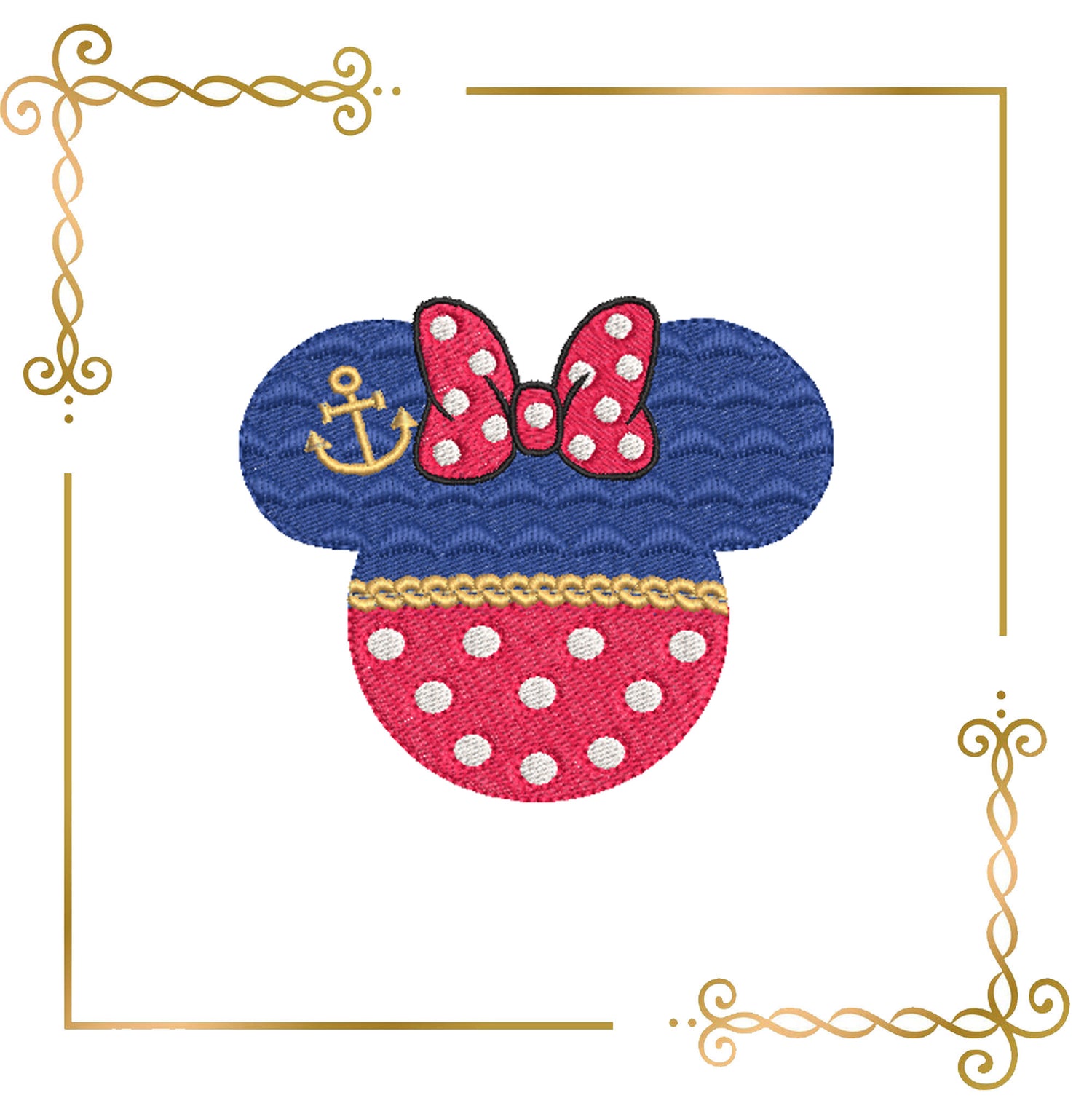 Minnie Mouse Head Silhouette, sea, anchor, Bow