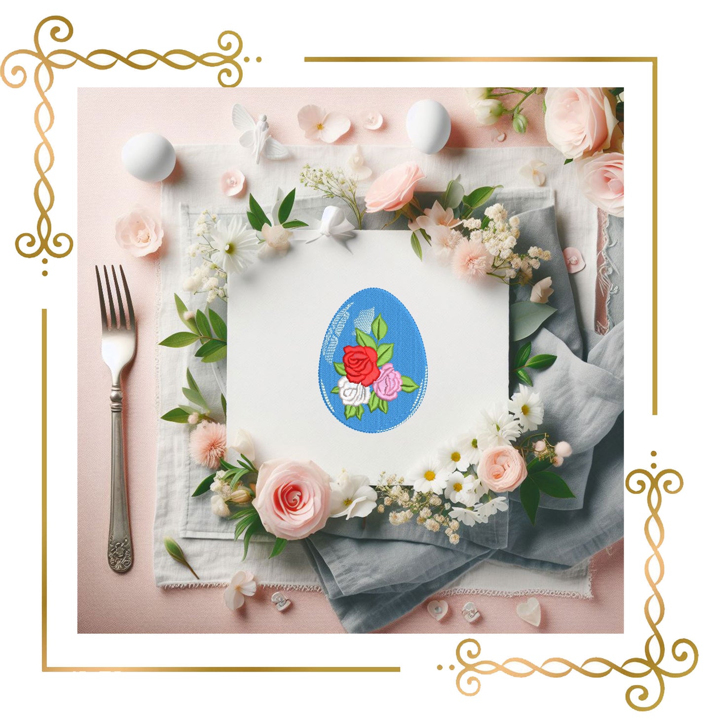 Easter eggs with flowers SET 12 St. embroidery design digital