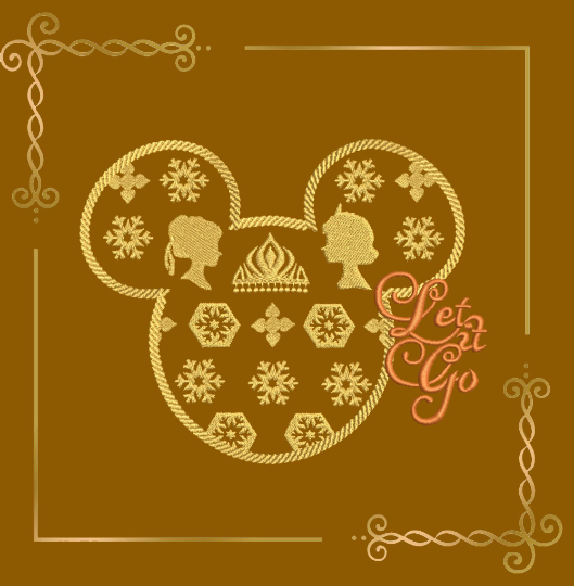 Princess, Winter, frozen, Elsa, Anna, mouses head, snowflakes, 2 sizes, 2 options, embroidery design to the direct download.