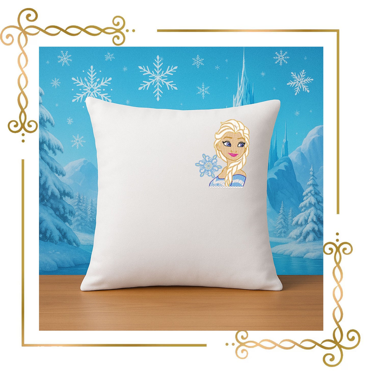 Princess Elsa Winter Snow Princess Girl with Braid and Snowflake 4x4 Hoop machine embroidery design