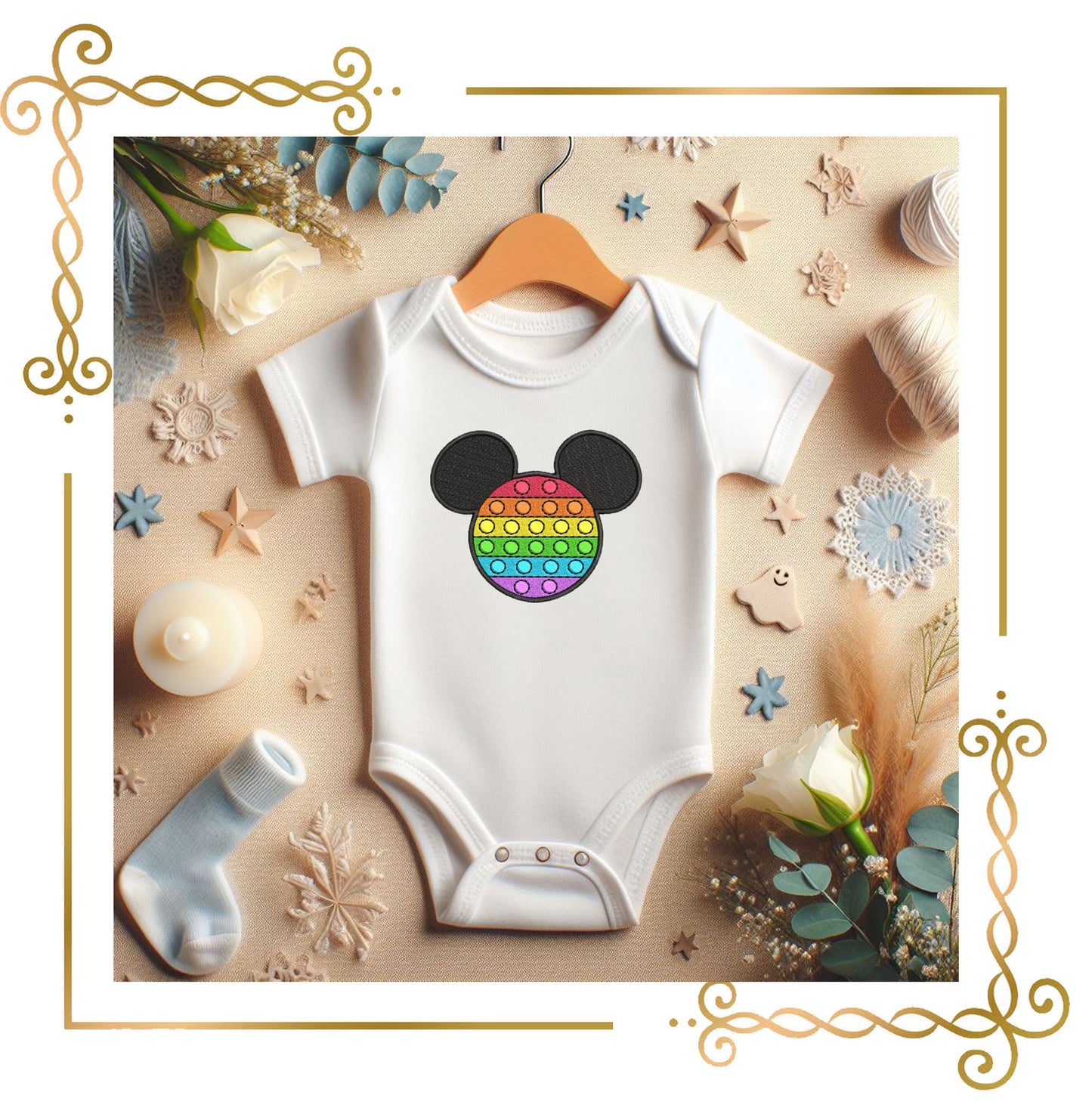 Mouse Head Rainbow Pop It Mickey Cartoon Embroidery Design 2 sizes