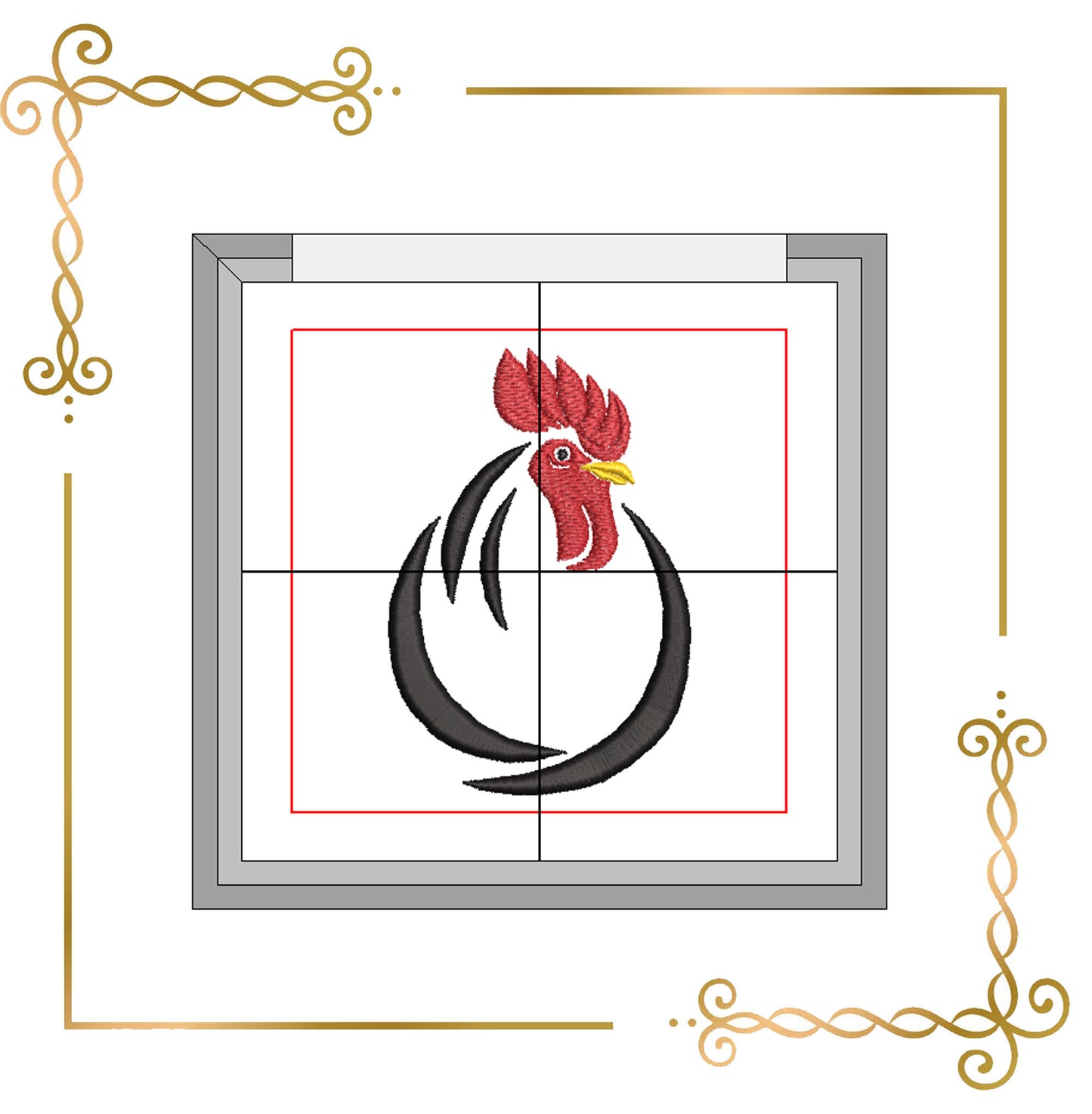 Free design Animal Minimalist Rooster Head Embroidery Design