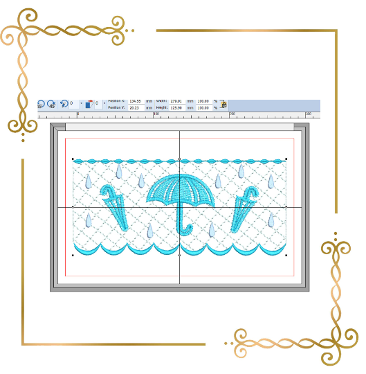 Smocking  Plate umbrellas rain drops digital machine embroidery design