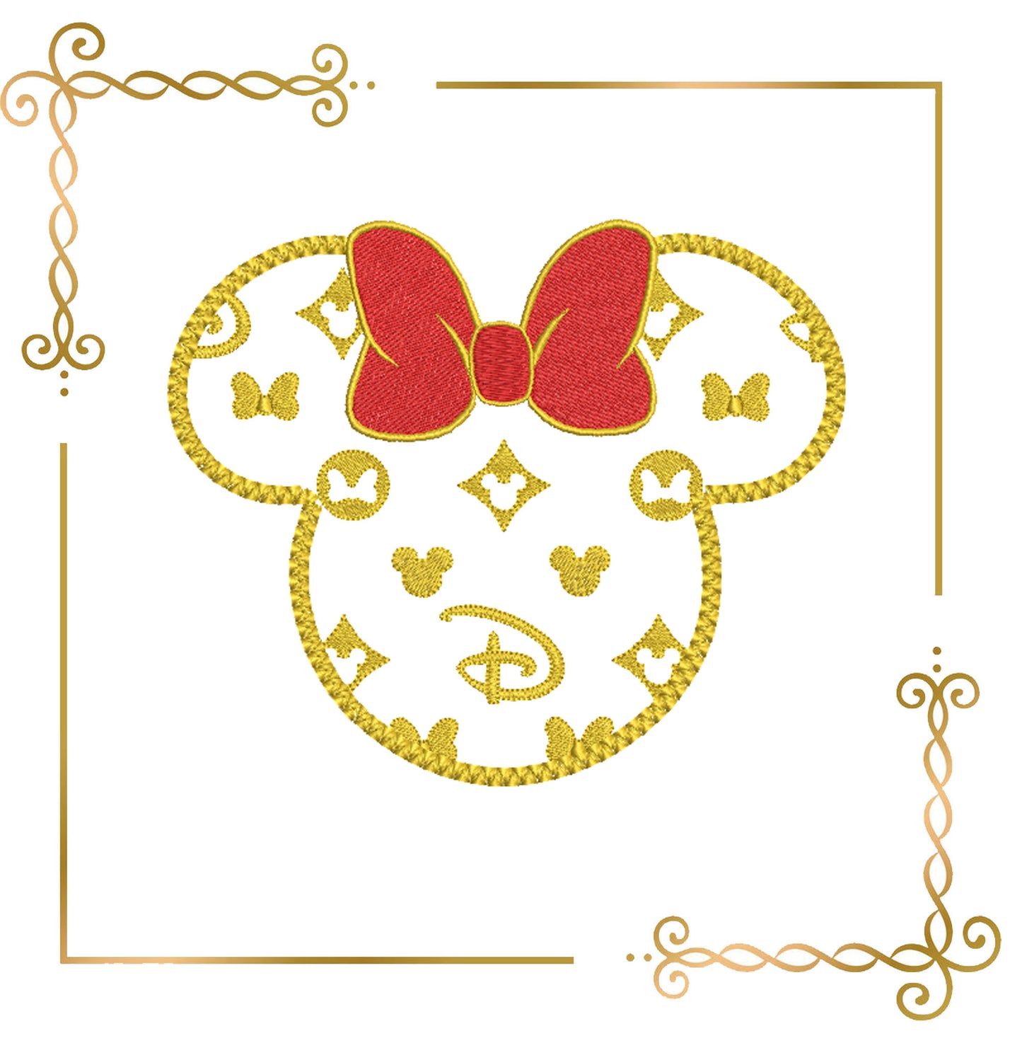 Minnie Mouse  Applique  Head  2 Sizes 2 options embroidery design to the direct download