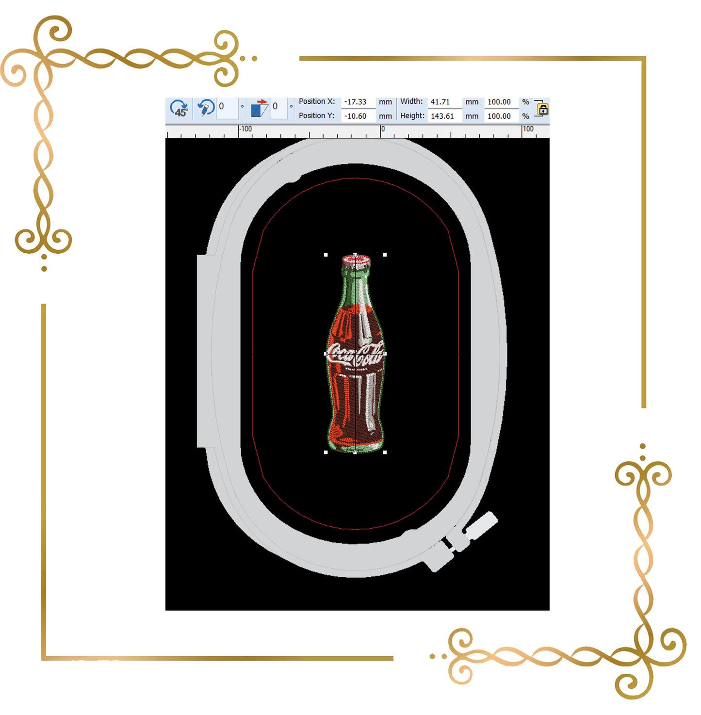 Logo Vintage Coca-Cola Bottle Embroidery Design digital Machine Embroidery