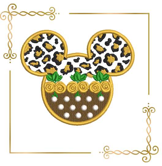 Minnie Mouse Head panther roses, 2 Sizes embroidery design to the direct download , 2 Sizes embroidery design to the direct download