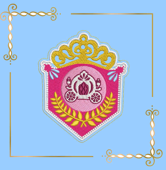 Free design Princess Princess patch with carriage and crown embroidery design