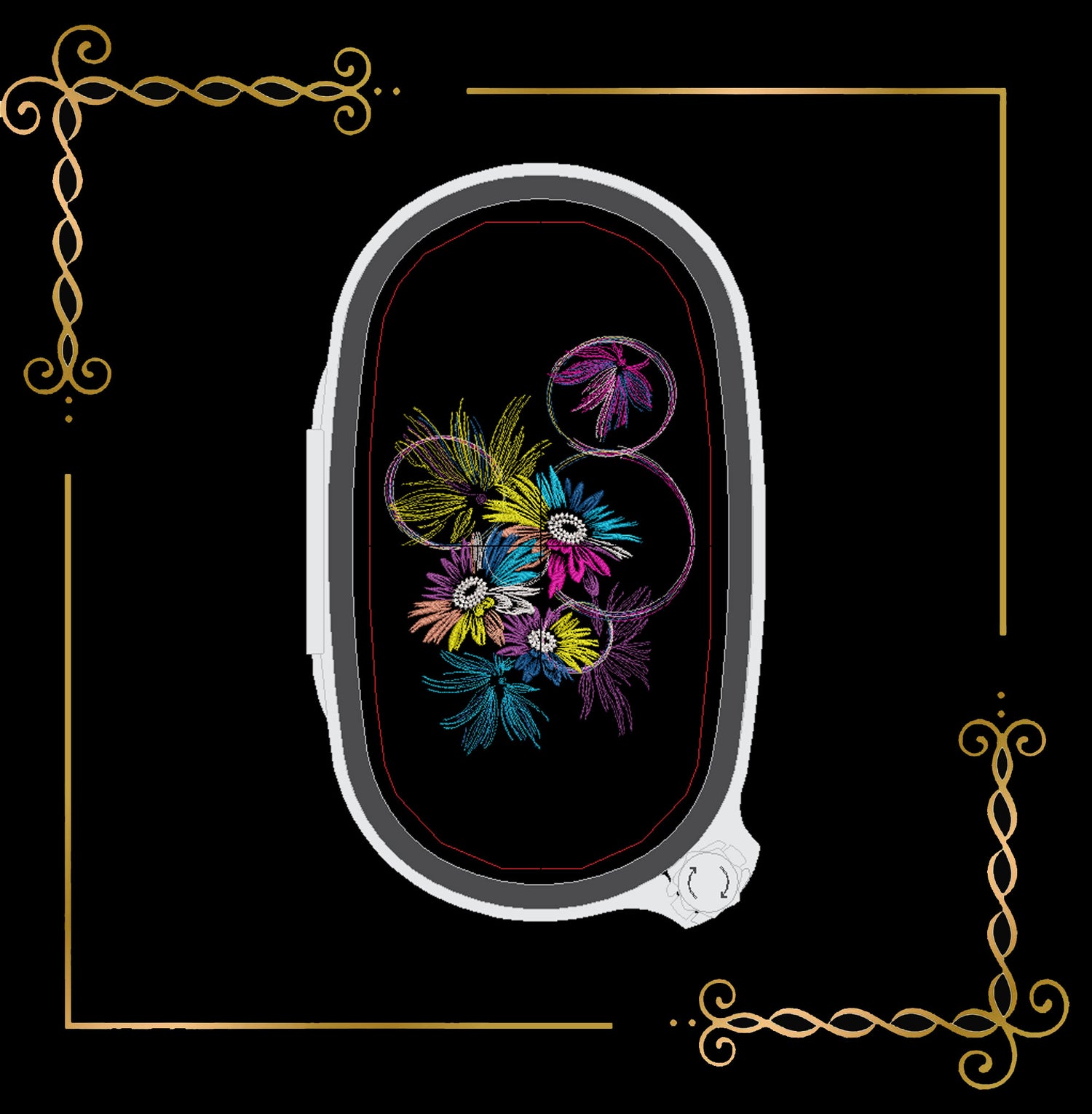  Flowers bouquet neon flowers machine embroidery design digital 2 sizes