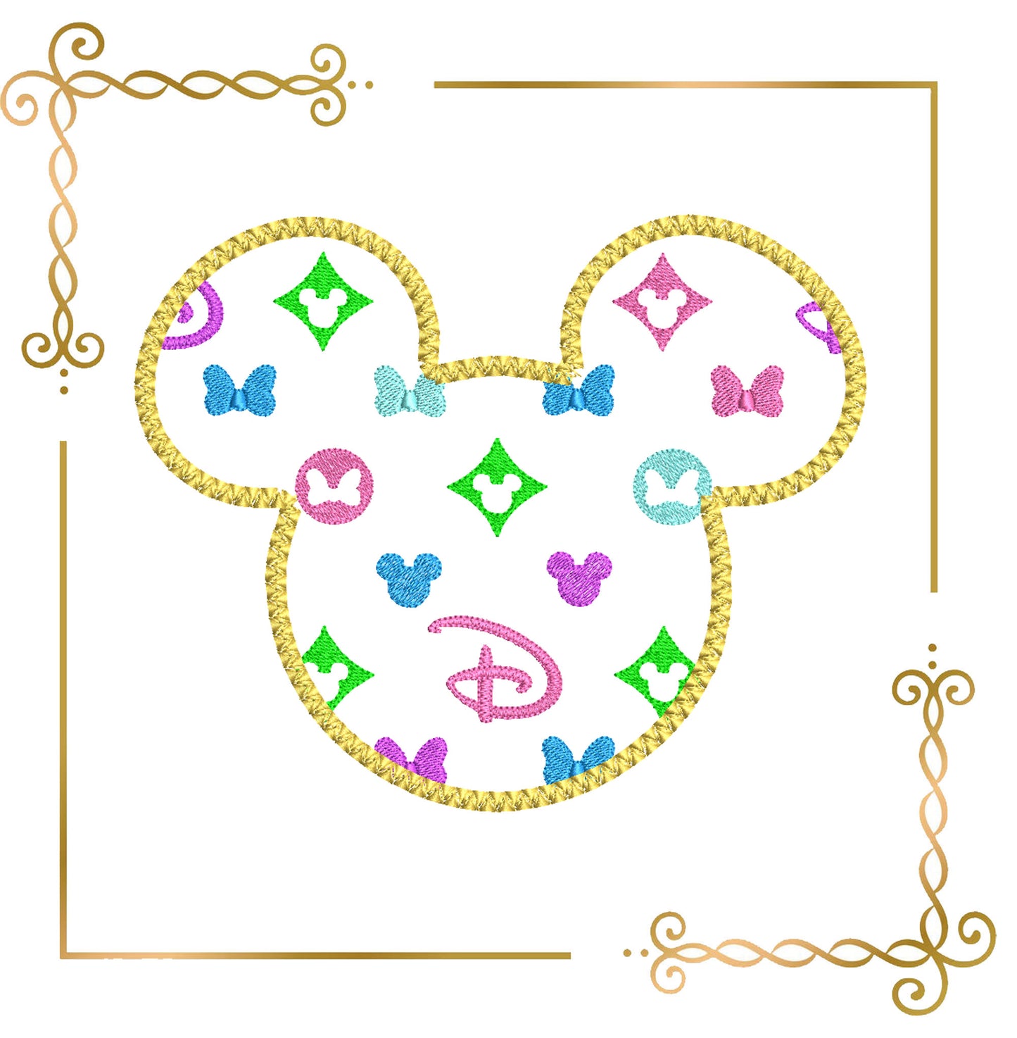 Mickey Mouse  Applique  Head  2 Sizes 2 options embroidery design to the direct download