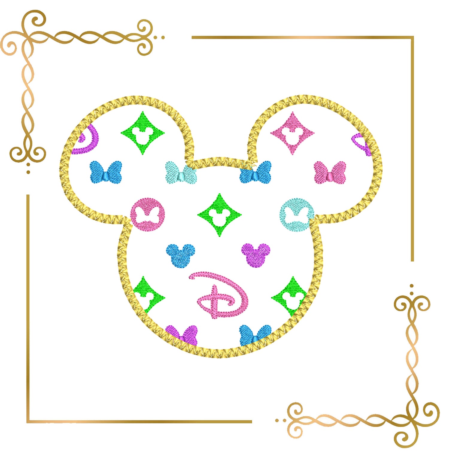 Mickey Mouse  Applique  Head  2 Sizes 2 options embroidery design to the direct download