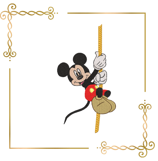 Mickey on a rope, pocket, Fantasy, parody, embroidery design to the direct download