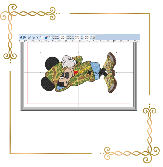 Mickey Mouse in a military style, Fantasy parody embroidery design to the direct download