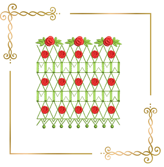 Free design Smocking Plate, Rose flower for dress machine embroidery design to the direct download.
