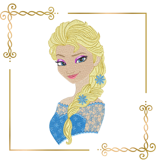Princess Elsa Frozen lace dress Disney charackter magic fairy tale, machine embroidery design