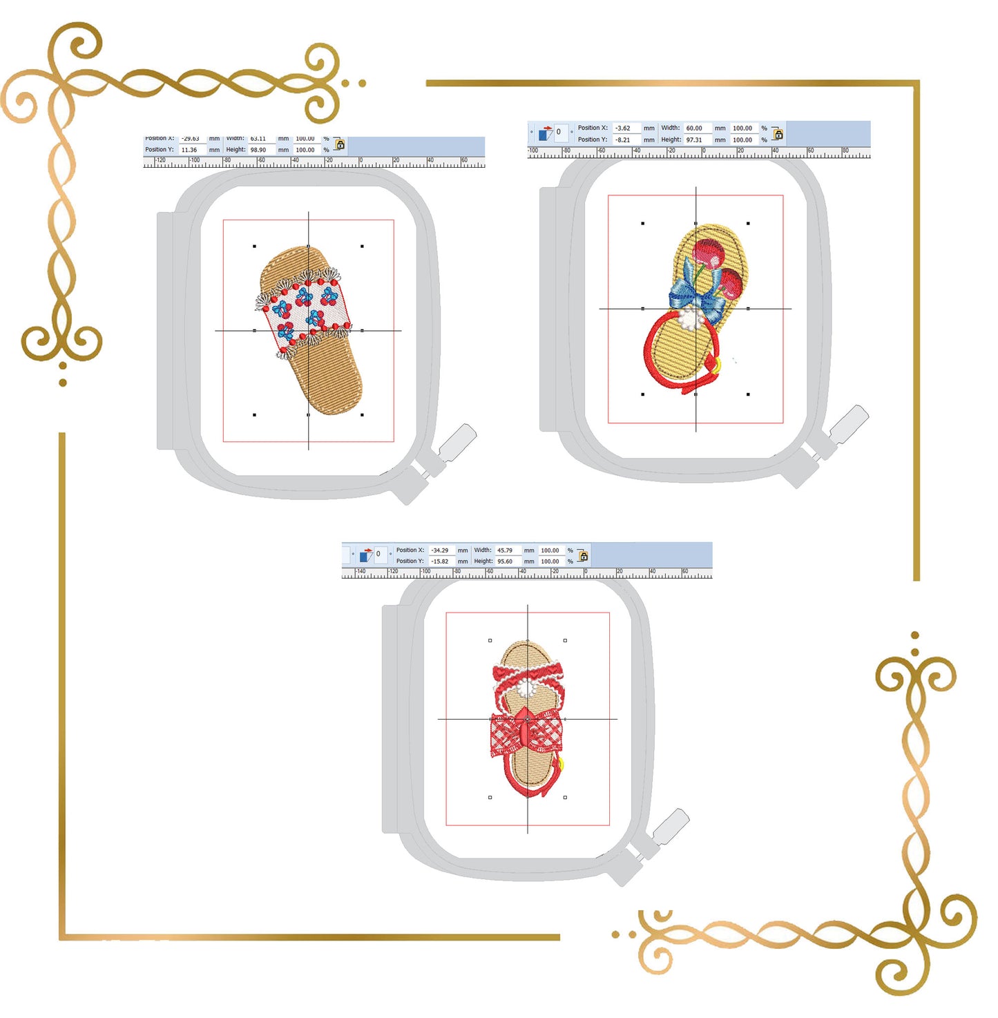 Embroidery design for T-shirts Summer Sandals  – Cute Beach Flip Flops for Girls – Machine Embroidery File for Tote Bag, T-shirt, Baby Bodysuit