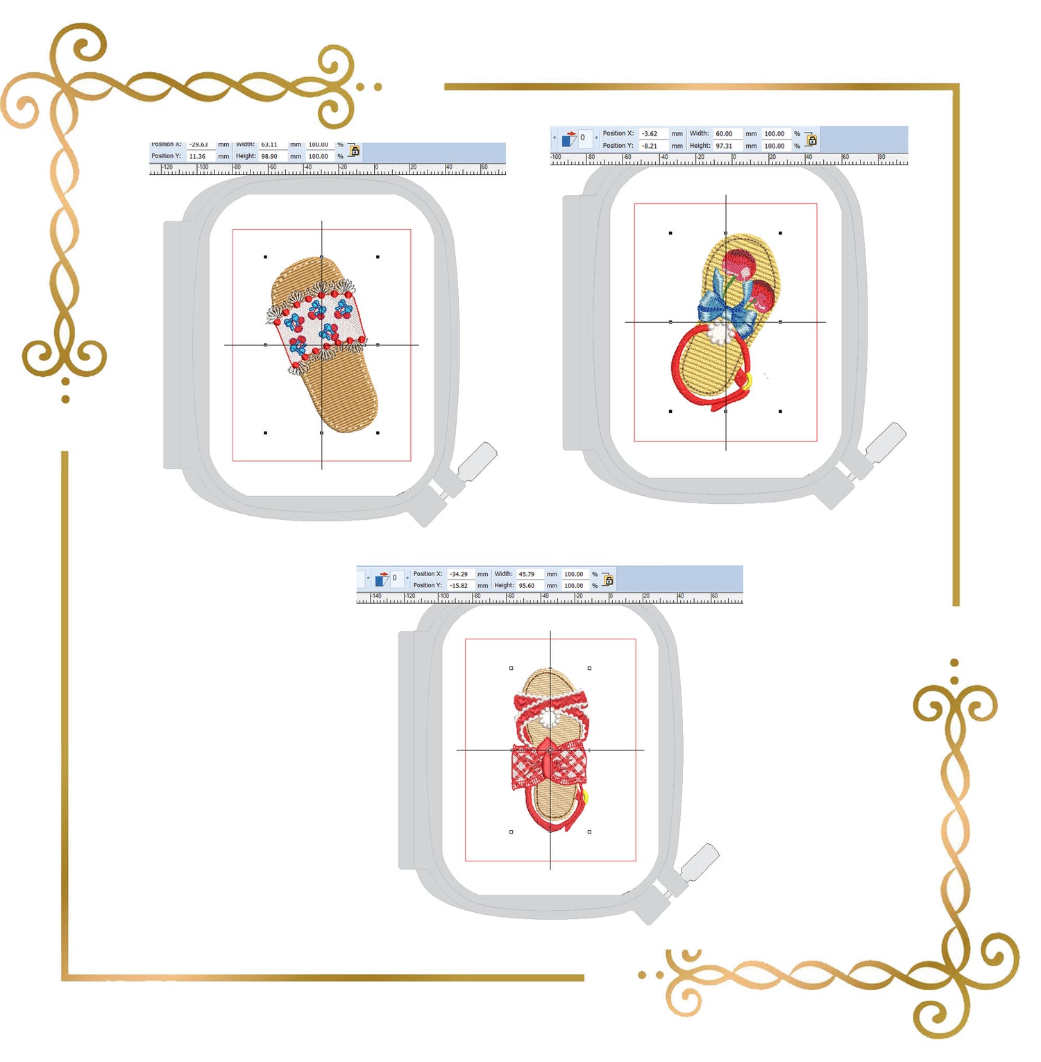 Embroidery design for T-shirts Summer Sandals  – Cute Beach Flip Flops for Girls – Machine Embroidery File for Tote Bag, T-shirt, Baby Bodysuit