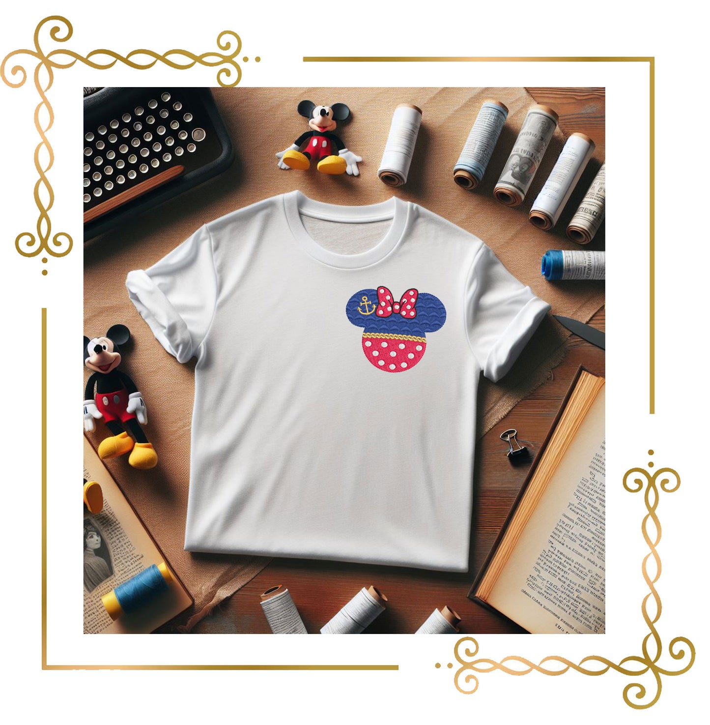 Minnie Mouse Head Silhouette, sea, anchor, Bow