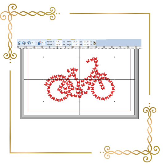 Gift design Miscellaneous, Butterfly bicycle 2 Sizes embroidery design to the direct download.