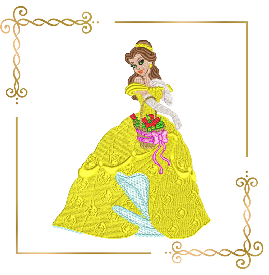 Princess Belle, dress with roses, Disney character machine embroidery –  digitizingembroidery.shop