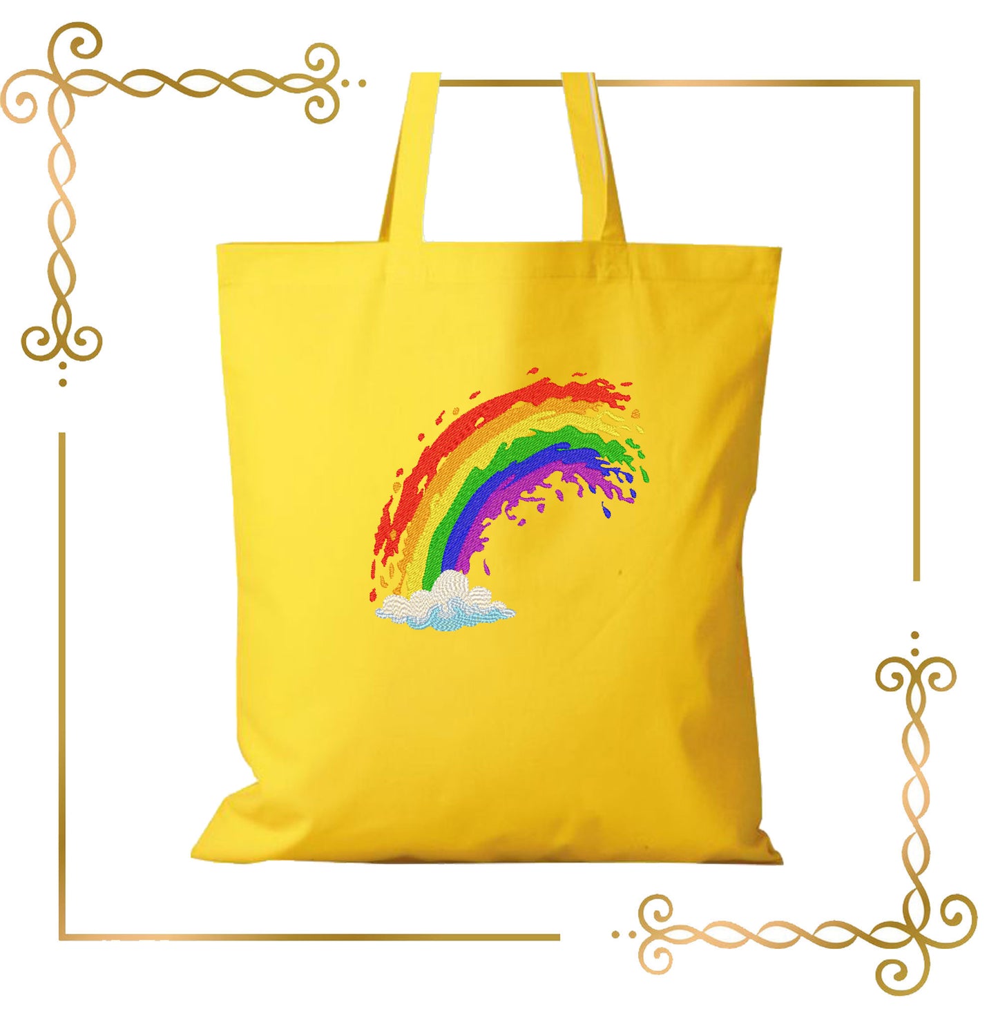 T-shirt Rainbow Splash Embroidery Design – Modern Colorful Rainbow with Cloud – Instant Download
