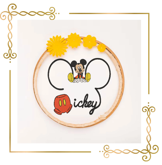 Mickey Mouse Disney character head mouse shorts machine embroidery design