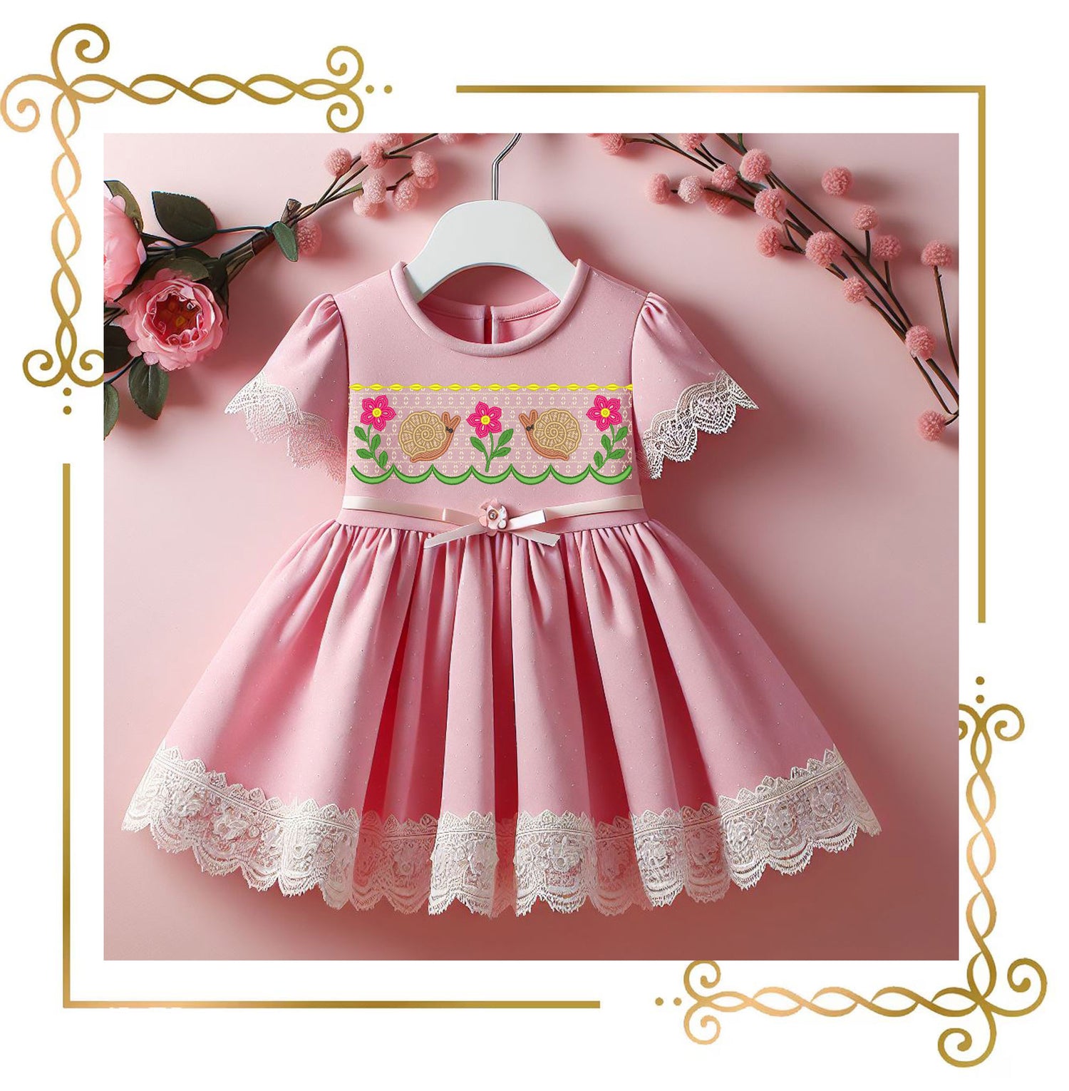 Smocking plate Embroidery Design Snail Smocking – Cute Animal Machine Embroidery File for Baby Dress or Children's Clothing