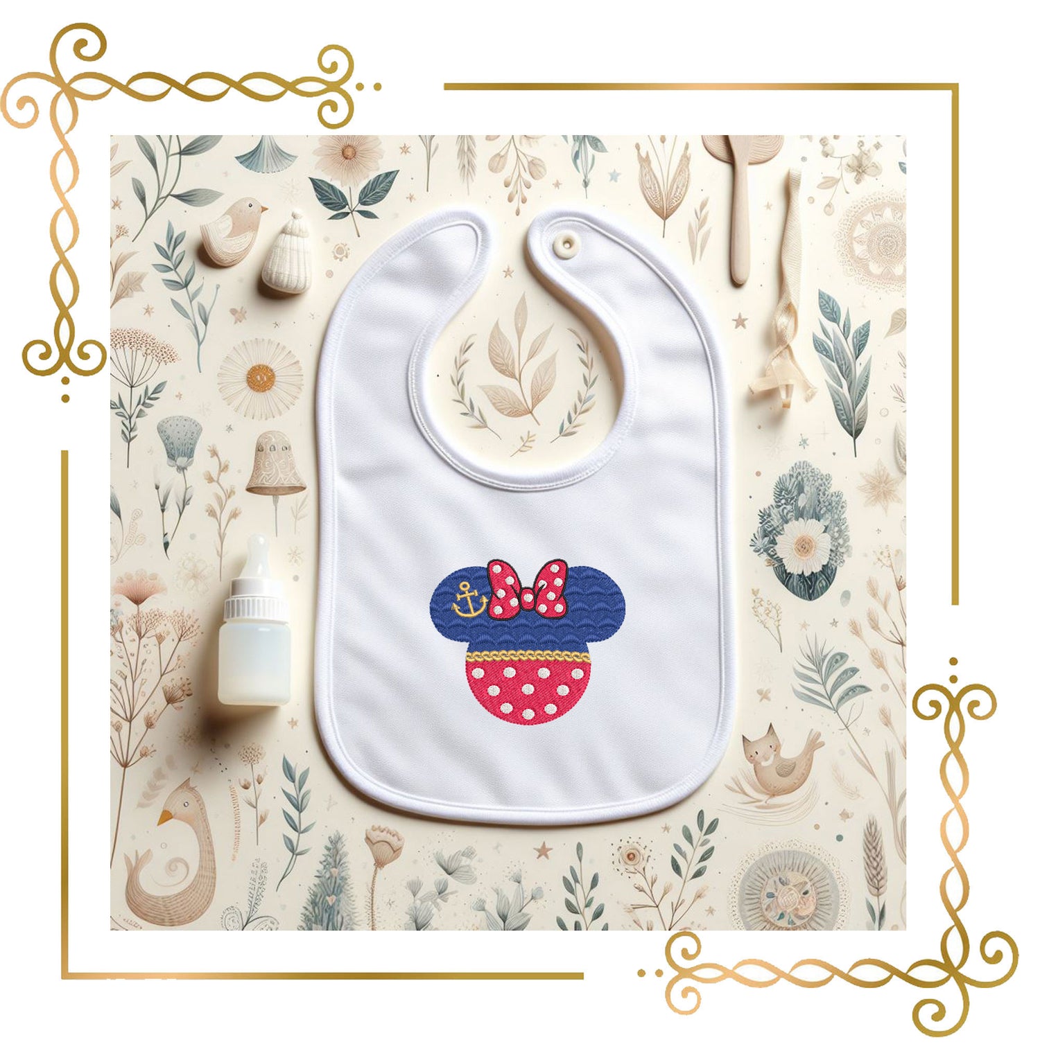 Minnie Mouse Head Silhouette, sea, anchor, Bow