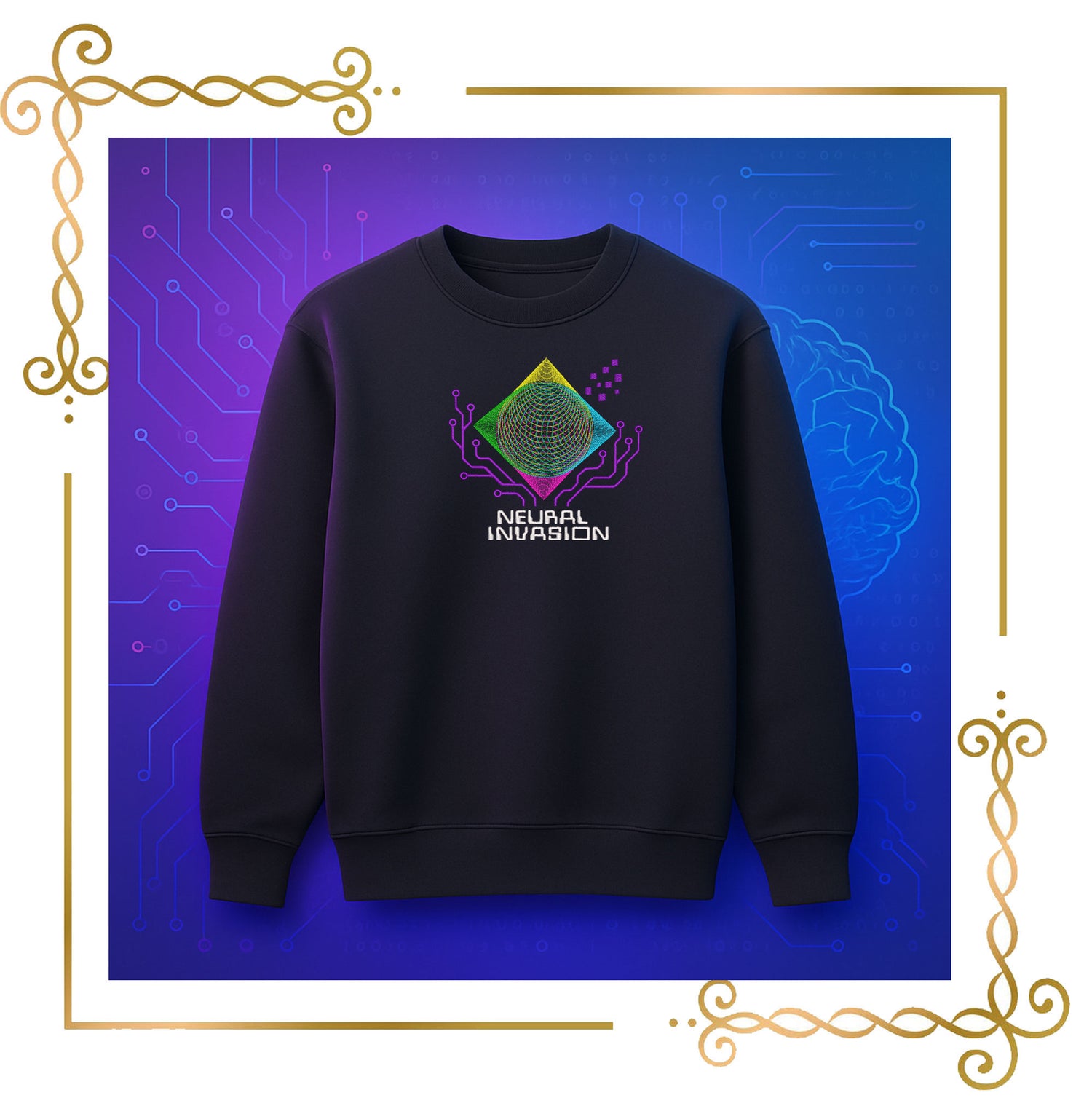 T-shirt NEURAL INVASION — The Future Has Arrived Modern Embroidery Design – Instant Download