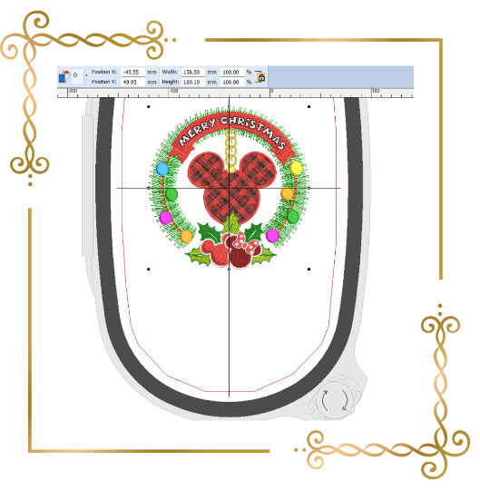 Christmas  Minnie Mouse  Wreath mistletoe suspension digital embroidery design