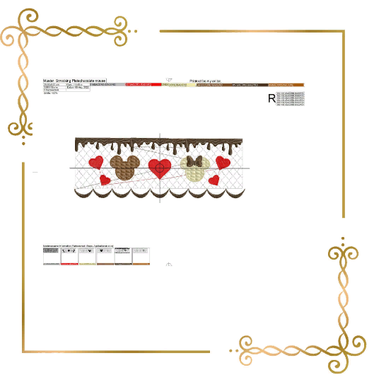 Smocking Plates chocolate Mickey Minnie Heart Design Plate digital machine embroidery design