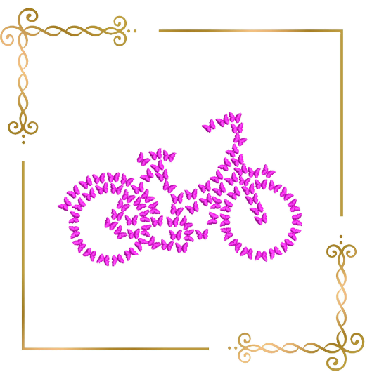 Gift design Miscellaneous, Butterfly bicycle 2 Sizes embroidery design to the direct download.