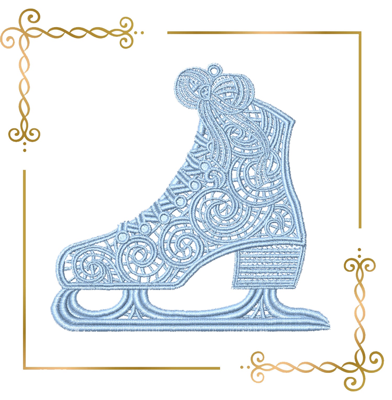 Christmas Lace Ice Skate Ornament Embroidery Design 2 sizes