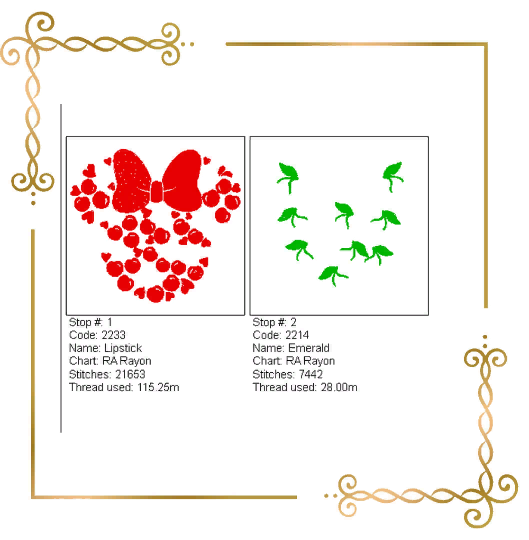 Minnie Mouse, Kopf, Maus, Cherry Summer, Stickmuster zum direkten Download.