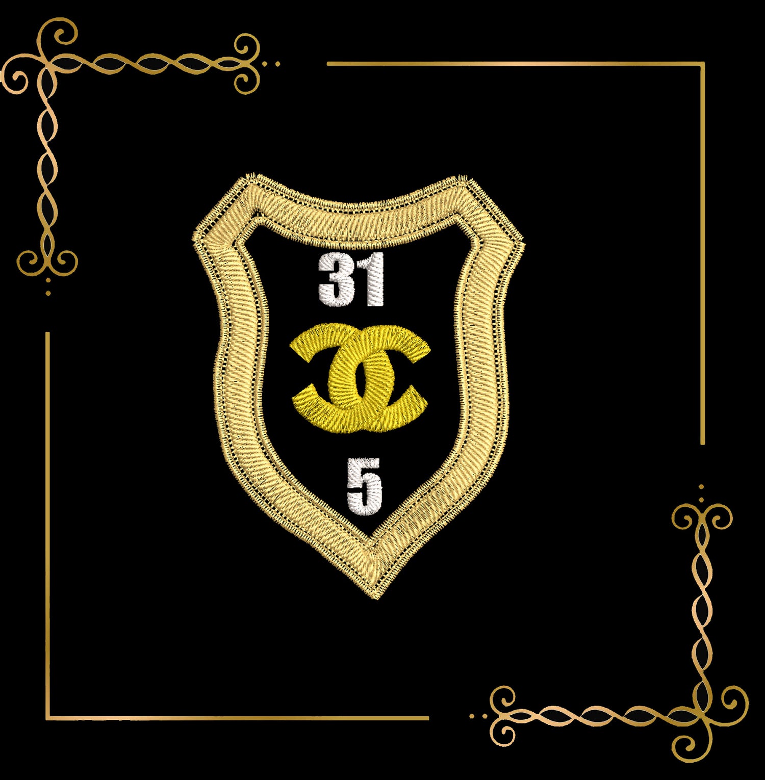 Logo Luxury - Coco Chanel Shield digital Embroidery Design