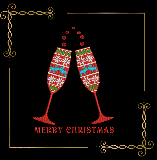Free design Winter Christmas flutes in style cute ugly sweater embroidery design
