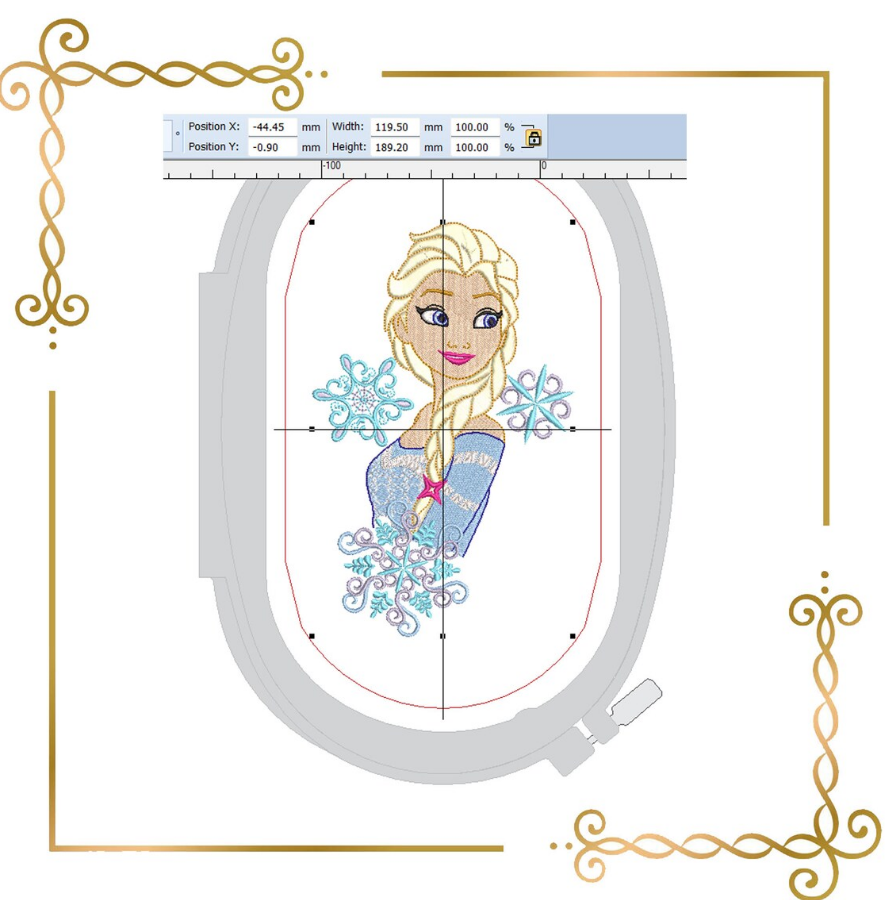 Princess Elsa Winter Frozen snowflakes Disney charackter magic fairy tale machine embroidery design