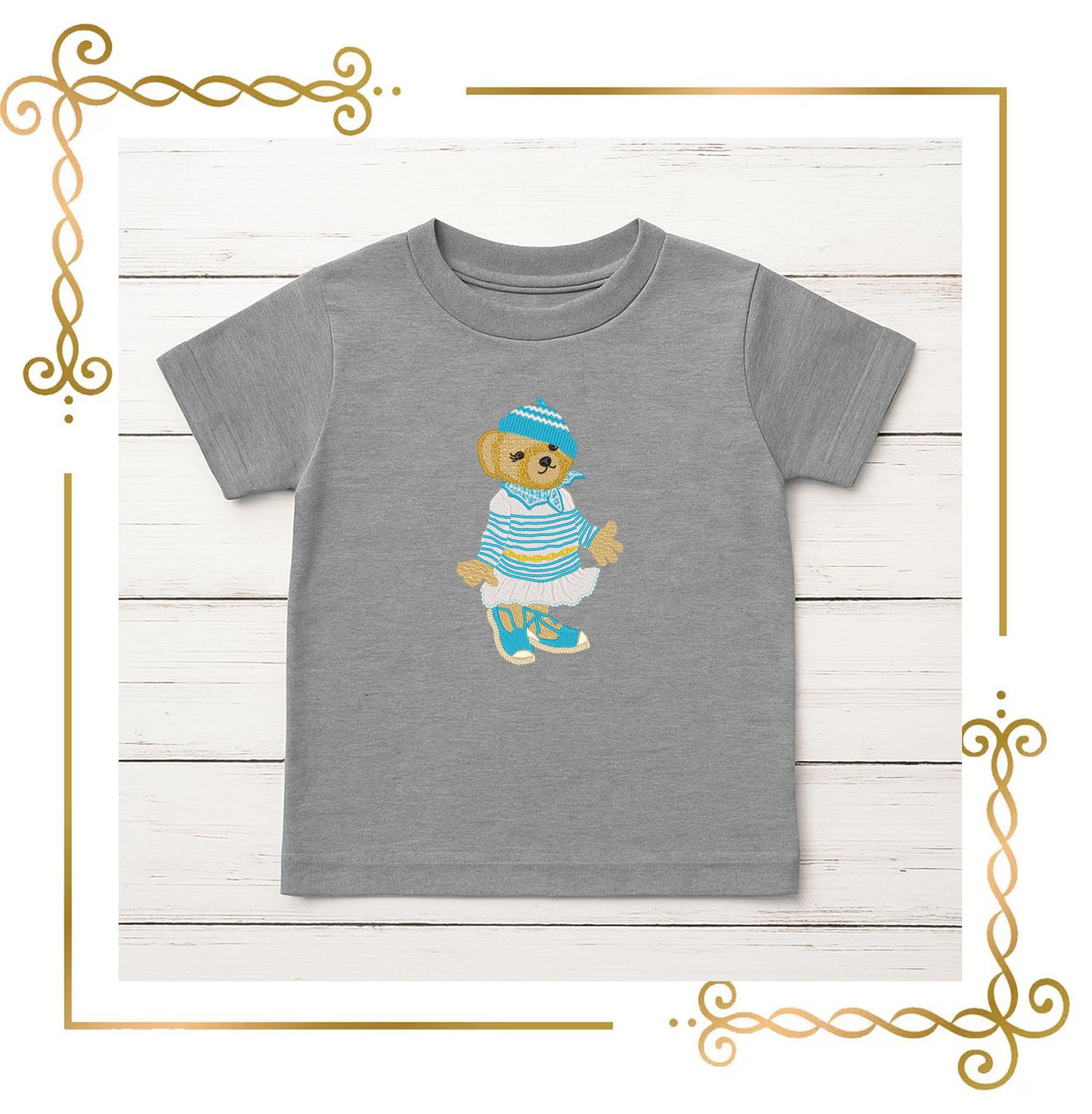 Teddy Bear - Super Fashion Gucci - girl -Sea - cartoon character - embroidery design