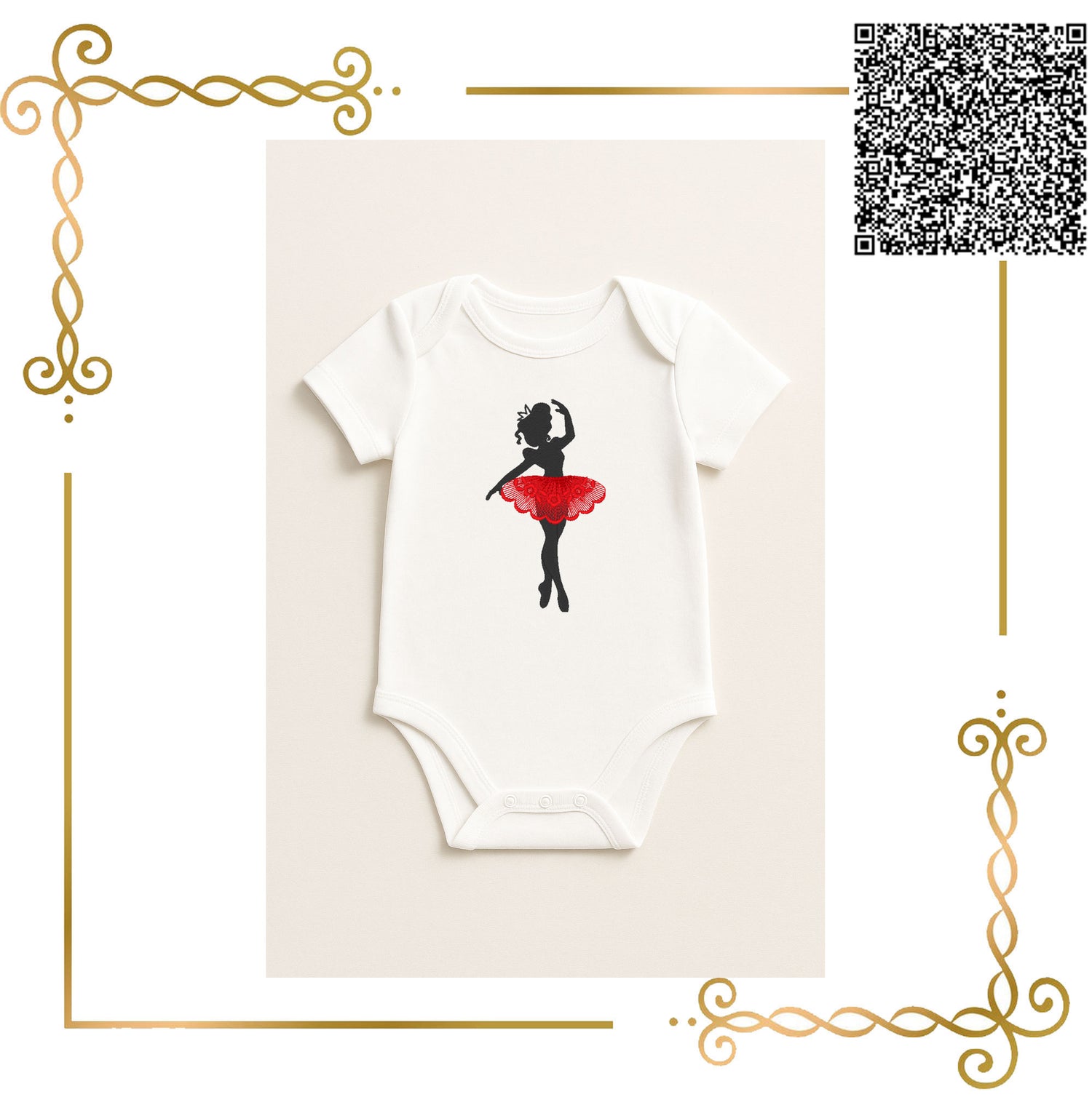 Ballerina Embroidery Design – Elegant Ballet Girl with Lace Tutu – Machine Embroidery File