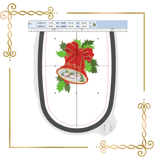 Christmas Bell Mistletoe Winter machine embroidery design digital