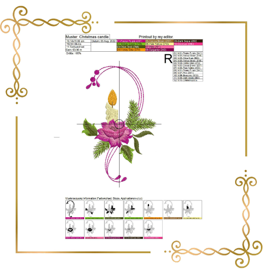 Free design Christmas Winter candles spruce branches digital embroidery design