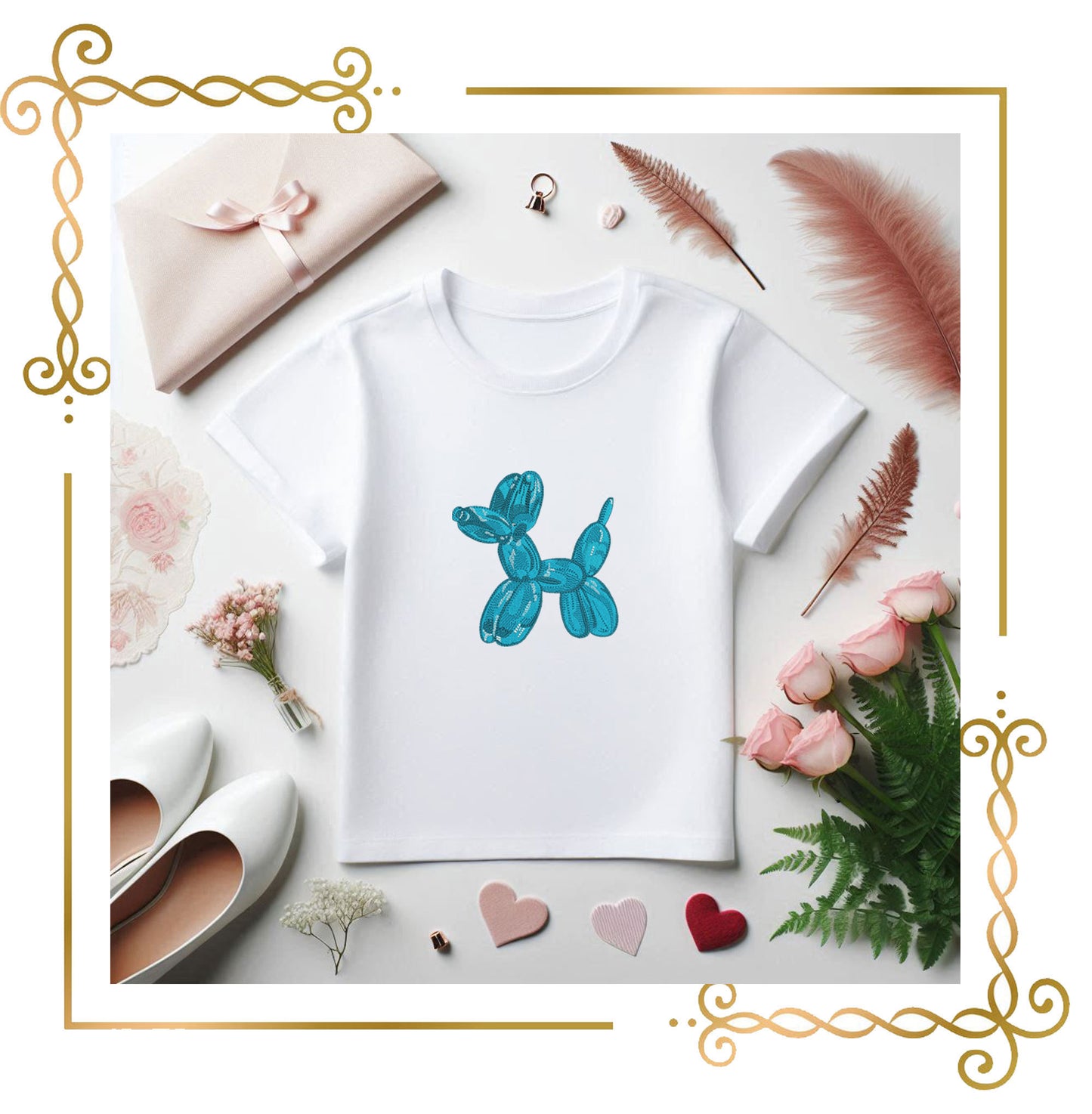 Kids Balloon Dog Embroidery Design – Shiny 3D Stitch Toy Look 3 Sizes
